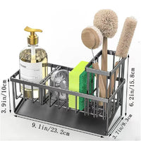 Kitchen Sink Sponge Rack with Drain and Tray Brush Holder