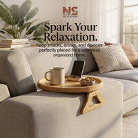 Sofa Clip-On Arm Tray - Wooden TV & Snack Organiser