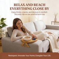 Sofa Clip-On Arm Tray - Wooden TV & Snack Organiser