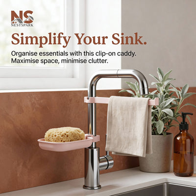 Clip-On Adjustable Sink Caddy - Kitchen & Bathroom Organizer