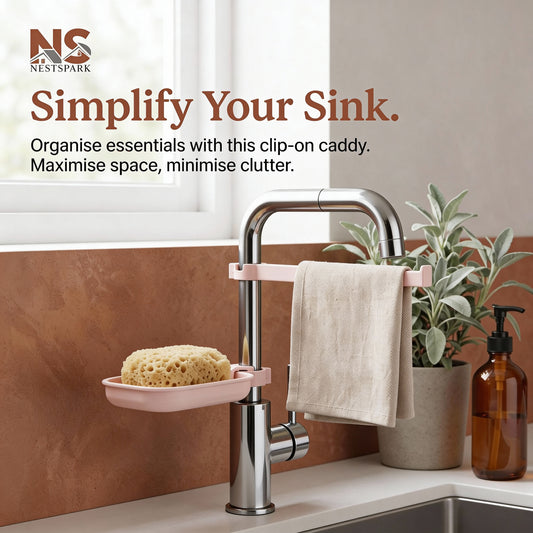 Clip-On Adjustable Sink Caddy - Kitchen & Bathroom Organizer