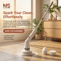 Electric Scrubber Cleaning Brush with Telescopic Handle & Interchangeable Heads
