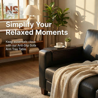 Anti-Slip Sofa Arm Tray Table with Phone Holder – Portable Sofa Side Snack & Drink Organiser