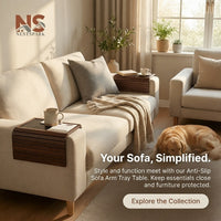 Anti-Slip Sofa Arm Tray Table with Phone Holder – Portable Sofa Side Snack & Drink Organiser