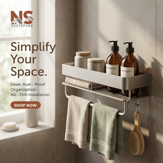 Hanging Aluminum Bathroom or Kitchen Storage Rack