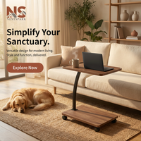 C-Shaped Coffee Table – Sofa Side Snack Table with Wheels, Under Couch End Table, Modern Space-Saving Design