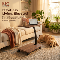 C-Shaped Coffee Table – Sofa Side Snack Table with Wheels, Under Couch End Table, Modern Space-Saving Design