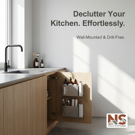 Wall-Mounted Paper Towel Holder – Self-Adhesive Under-Cabinet Organiser (Punch-Free)