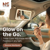 Three Color Adjustable Car Makeup Mirror (Over Sunvisor)