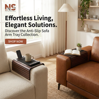 Anti-Slip Sofa Arm Tray Table with Phone Holder – Portable Sofa Side Snack & Drink Organiser