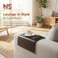 Anti-Slip Sofa Arm Tray Table with Phone Holder – Portable Sofa Side Snack & Drink Organiser