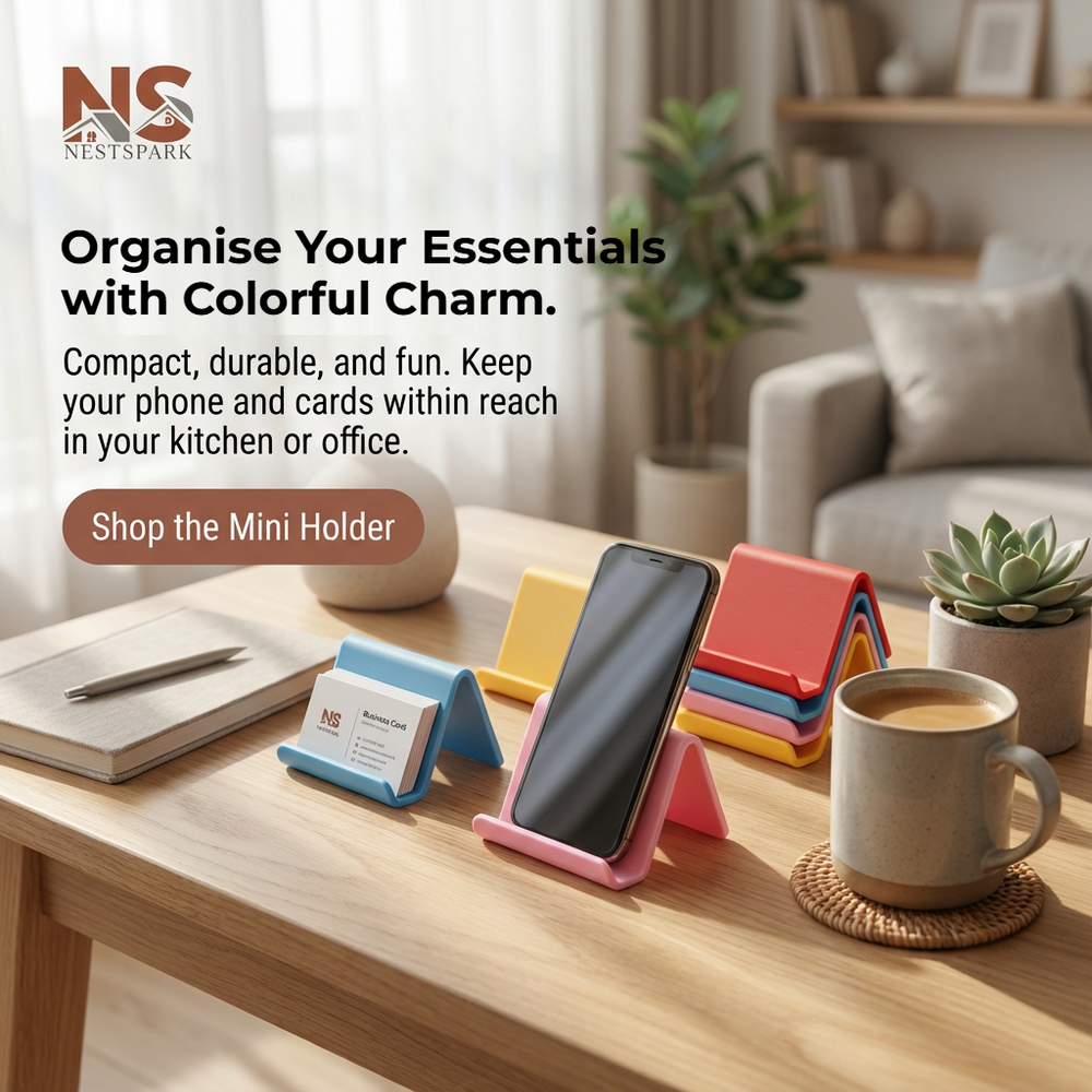 Mini Phone & Card Holder – Portable Desktop & Benchtop Organiser
