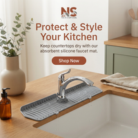 24/29.9 Inch Silicone Sink Faucet Mat – Absorbent Splash Guard for Kitchen Countertop Protection