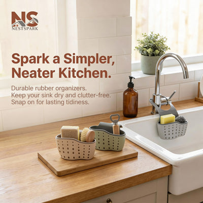 Adjustable Snap Sink Sponge Holder and Drain Basket for Kitchen Gadgets