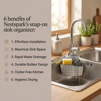 Adjustable Snap Sink Sponge Holder and Drain Basket for Kitchen Gadgets