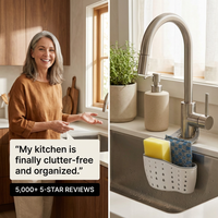 Adjustable Snap Sink Sponge Holder and Drain Basket for Kitchen Gadgets