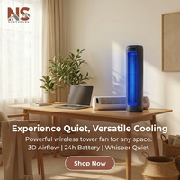 Large Multi-Purpose Wireless Tower Fan – Wireless or Plug-In