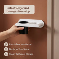 Wall Mounted Hair Dryer Holder – Self-Adhesive, Punch-Free Bathroom Organiser