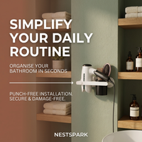 Wall Mounted Hair Dryer Holder – Self-Adhesive, Punch-Free Bathroom Organiser