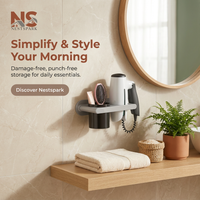 Wall Mounted Hair Dryer Holder – Self-Adhesive, Punch-Free Bathroom Organiser
