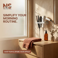 Wall Mounted Hair Dryer Holder – Self-Adhesive, Punch-Free Bathroom Organiser