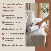 Pet Proof Couch Protector – Transparent Cat Scratcher Guard & Furniture Cover Pads