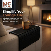Anti-Slip Sofa Arm Tray Table with Phone Holder – Portable Sofa Side Snack & Drink Organiser