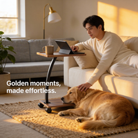 C-Shaped Coffee Table – Sofa Side Snack Table with Wheels, Under Couch End Table, Modern Space-Saving Design