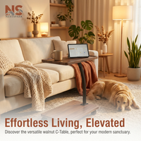 C-Shaped Coffee Table – Sofa Side Snack Table with Wheels, Under Couch End Table, Modern Space-Saving Design