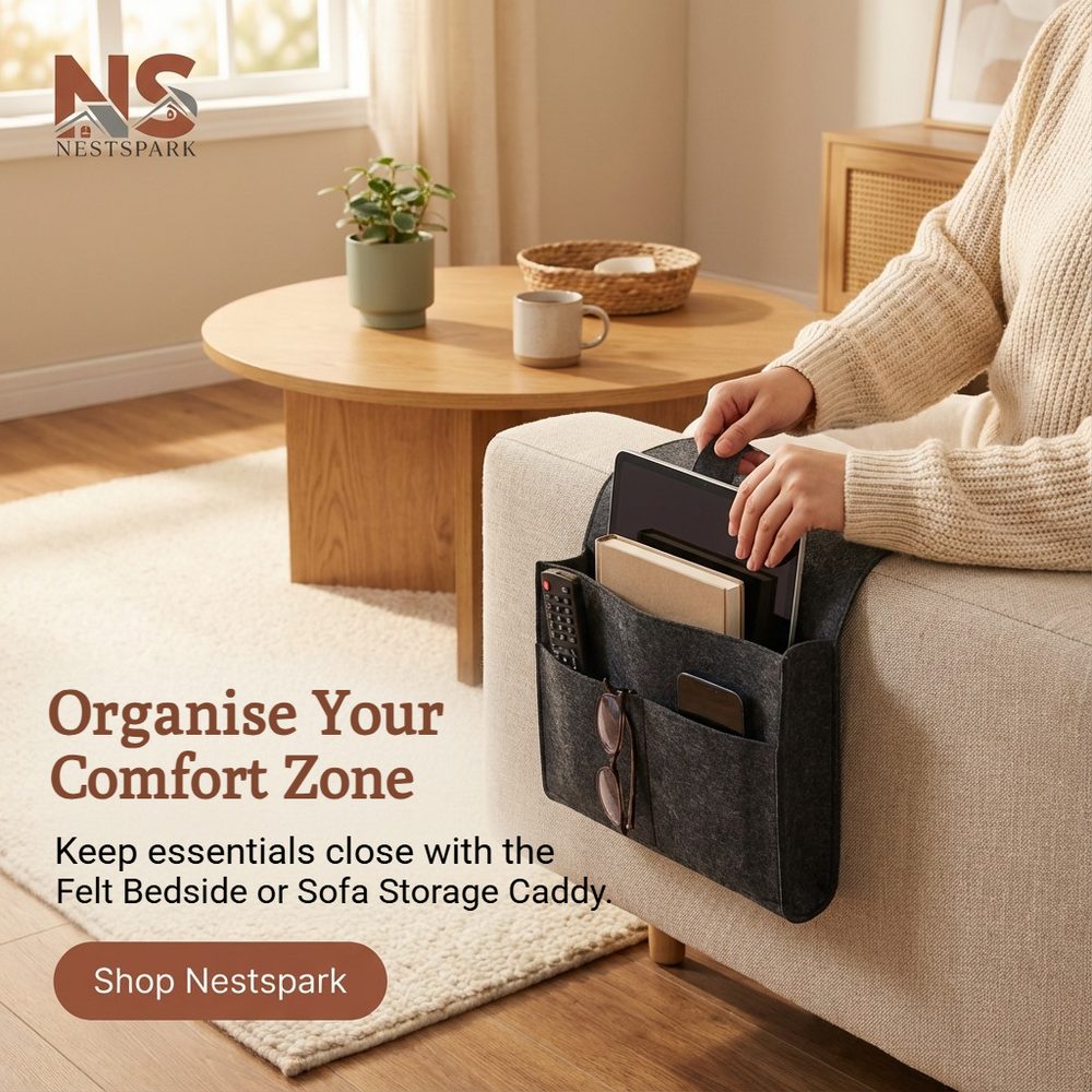 Hanging Storage Caddy Pouch for Sofa, Bed, Desk & Remote Control