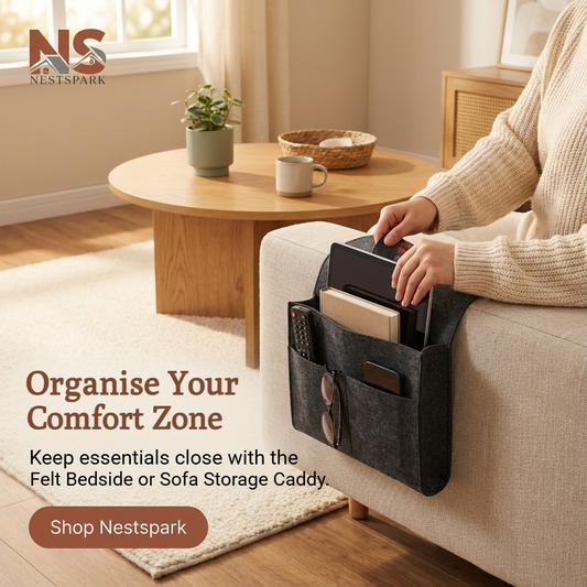 Hanging Storage Caddy Pouch for Sofa, Bed, Desk & Remote Control