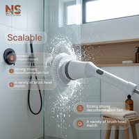 Electric Scrubber Cleaning Brush with Telescopic Handle & Interchangeable Heads