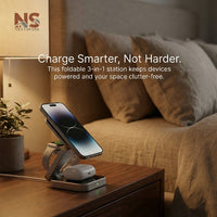 3-in-1 Foldable Wireless Charging Station – Magnetic & Portable