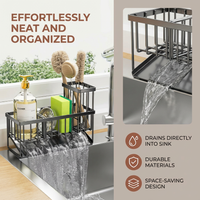 Kitchen Sink Sponge Rack with Drain and Tray Brush Holder